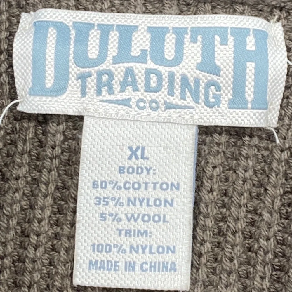 Duluth Trading Co Mens XL Brown Shawl Collar Ribbed Heavy Sweater Elbow Patches